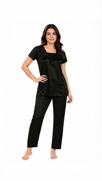 U-Neck T-Shirt Pajama Set – Comfy Silk | High-Quality Premium Nightwear