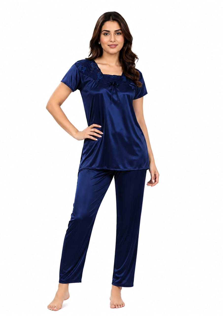 U-Neck T-Shirt Pajama Set – Comfy Silk | High-Quality Premium Nightwear