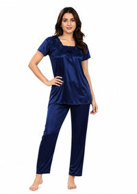 U-Neck T-Shirt Pajama Set – Comfy Silk | High-Quality Premium Nightwear