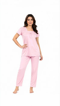 U-Neck T-Shirt Pajama Set – Comfy Silk | High-Quality Premium Nightwear