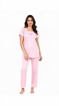 U-Neck T-Shirt Pajama Set – Comfy Silk | High-Quality Premium Nightwear