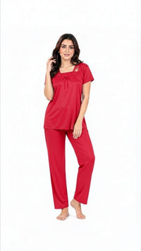U-Neck T-Shirt Pajama Set – Comfy Silk | High-Quality Premium Nightwear