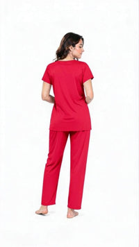 U-Neck T-Shirt Pajama Set – Comfy Silk | High-Quality Premium Nightwear