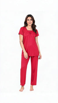 U-Neck T-Shirt Pajama Set – Comfy Silk | High-Quality Premium Nightwear